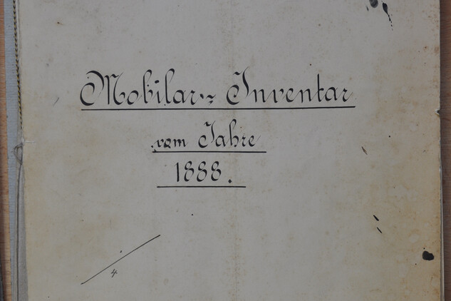Titulní strana Inventárního soupisu vybavení plaského zámku z roku 1888, SOA Nepomuk, Fond Ústřední správa Metternich Plasy, kart. č. 98